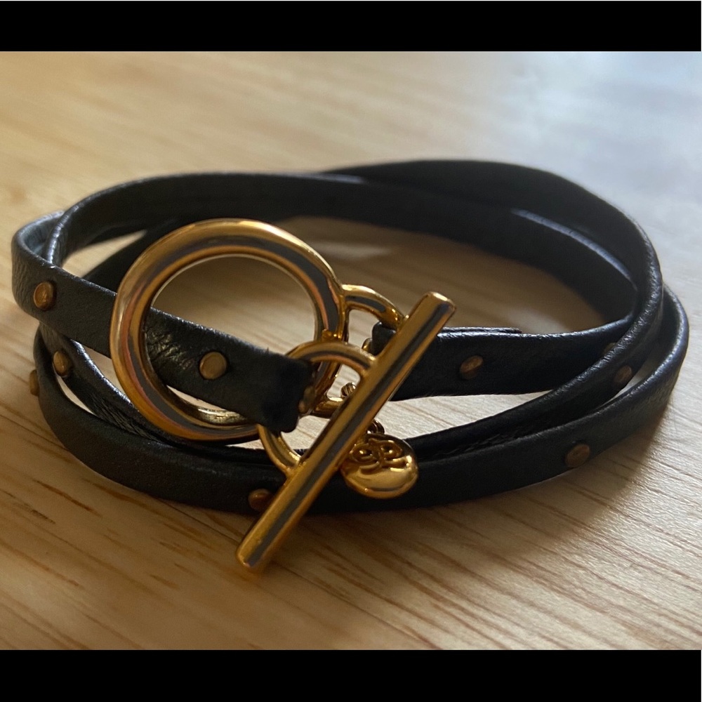 Gorjana Graham Metallic Blue Leather Wrap Bracelet